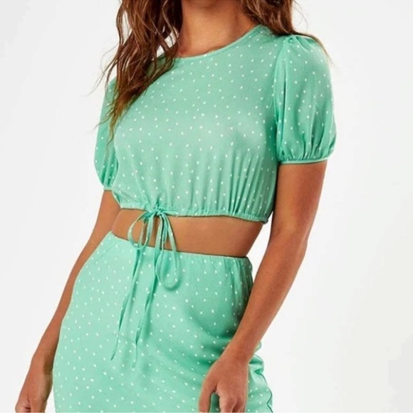 Charlie Holiday Stellar Green Polka Dot Top Size 6 - Picture 2 of 12